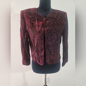 Vintage Norton McNaughton Velvet Burgundy Blazer with Gold Glitter Detail